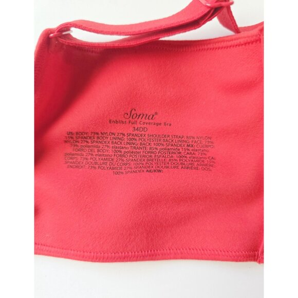 Soma Enbliss Red Full Coverage Figure Underwire Lined Molded T-Shirt Bra 34DD - Picture 9 of 10